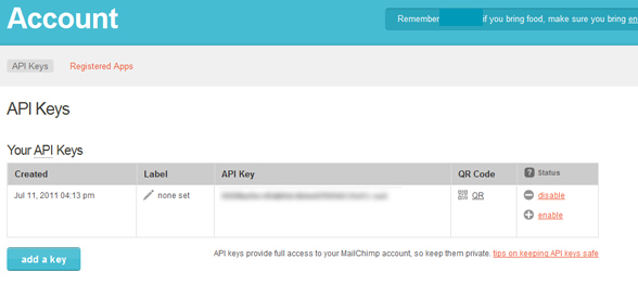 mailchimp API Key