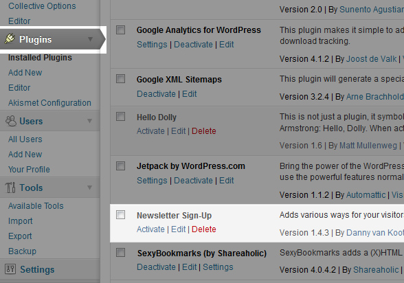 WP Newsletter sign up plugin