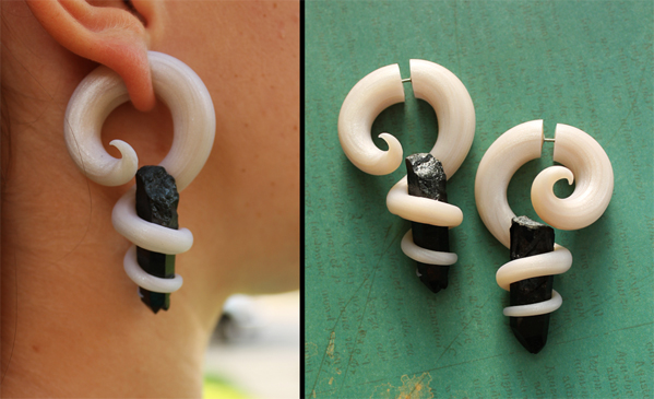 Black Crystal Faker Ear Plugs Close Custom Jewellery