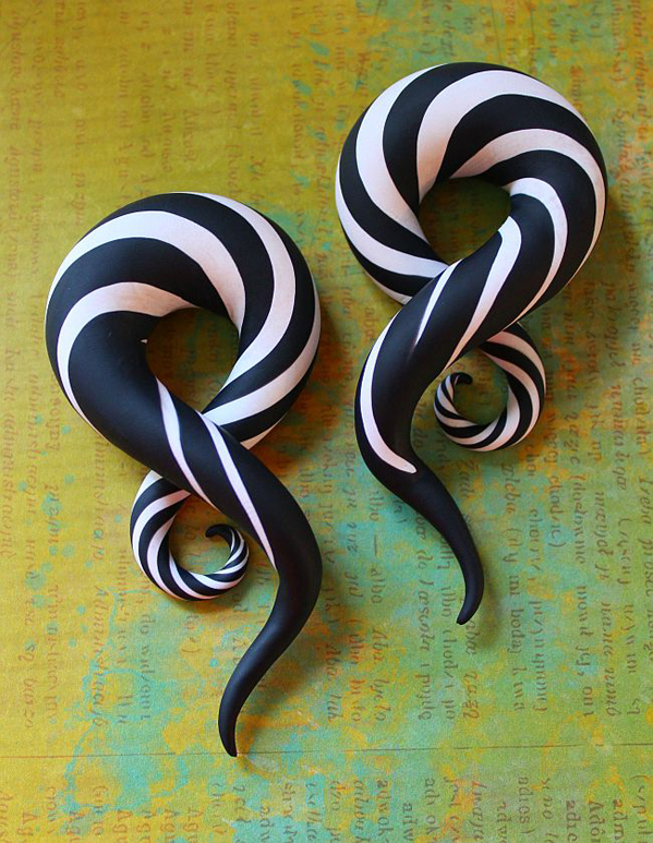 Black and White Ear Plugs Close Custom Jewellery