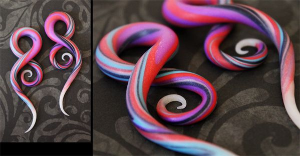 Color Swirl Ear Plugs Close Custom Jewellery