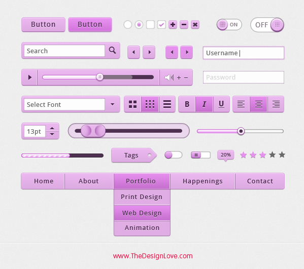 Elegant UI Kit Free PSD