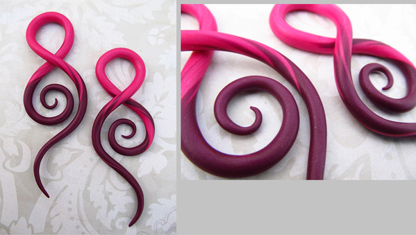 Pink and Purple Ear Plugs Close Custom Jewellery