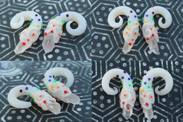 Rainbow Crystal Ear Plugs Close Custom Jewellery