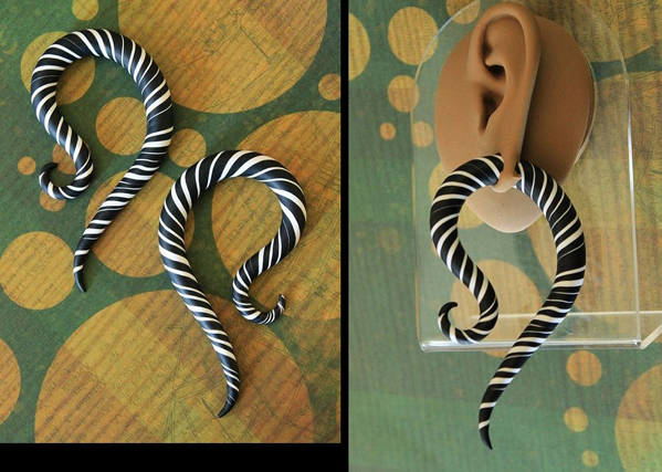 Black and White Ear Plugs Close Custom Jewellery