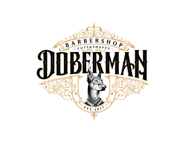 best-illustrative-logo-design-doberman-barbershop