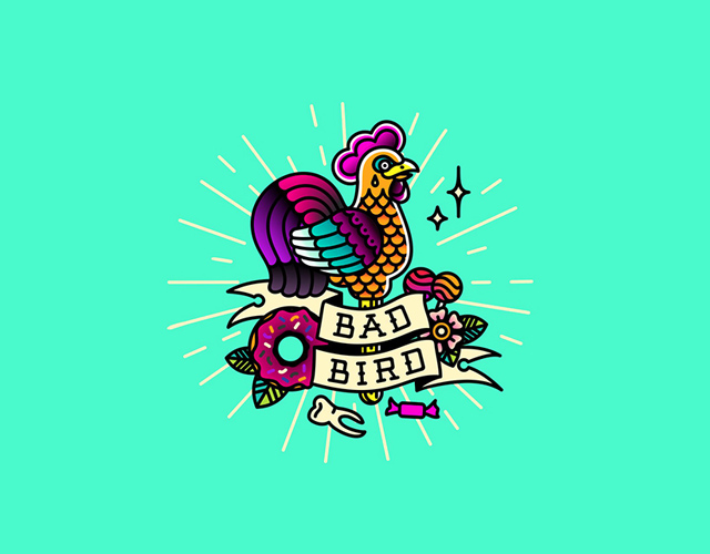 best-illustrative-logo-design-tatoo-salon-bad-birds