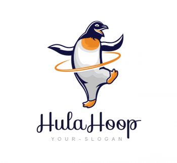 Hula Hoop Penguin Logo & Business Card Template