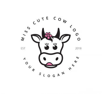 Cute Cow Logo & Business Card Template
