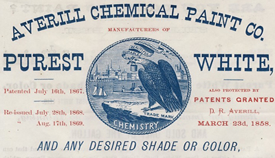 Logo history - First logo Trademark in US. Averill Chemicals Paint