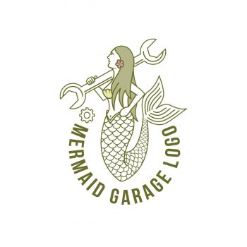 Mermaid Mechanic Logo & Business Card Template